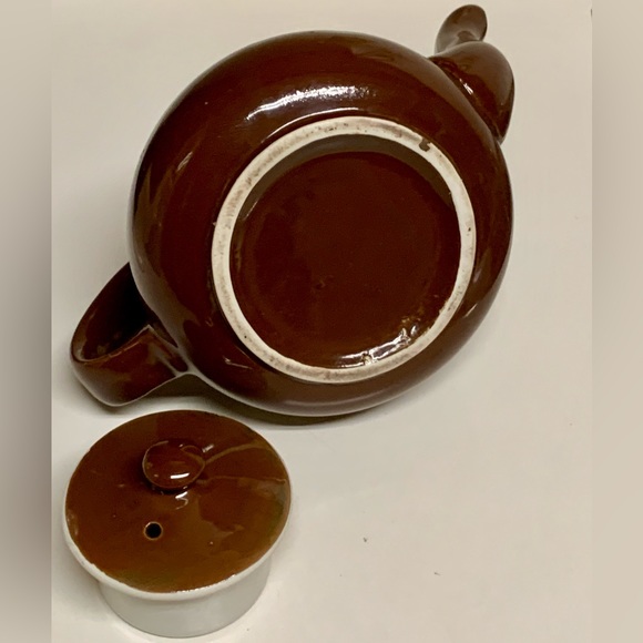 Mid Century Vintage Brown Ceramic Restaurant Diner Style Lidded Teapot - Picture 10 of 16